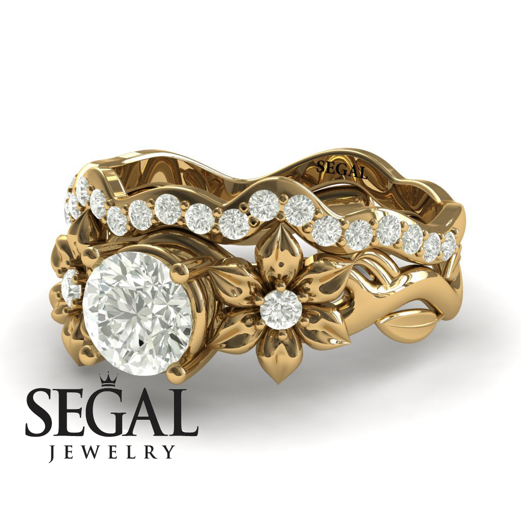 Floral Engagement Ring For All Eternity Bridal Set Ring - Julia no. 1